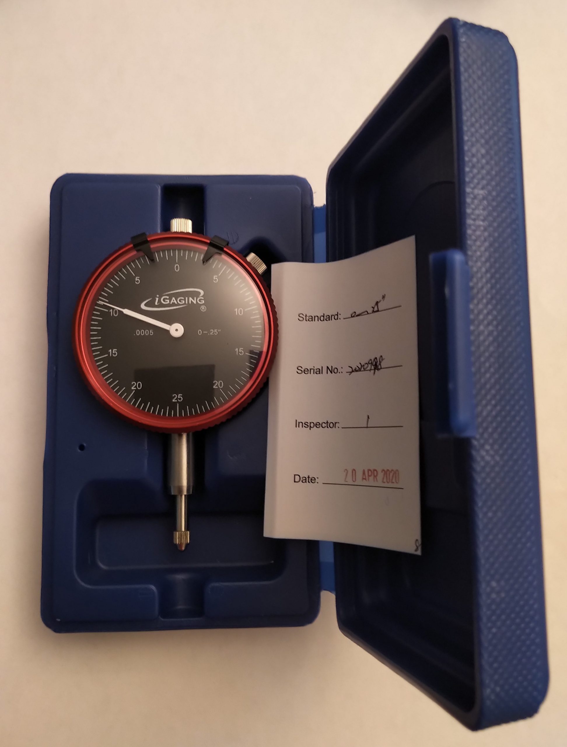 iGaging 0-.25" Red and Black Dial indicator 0.0005" resolution