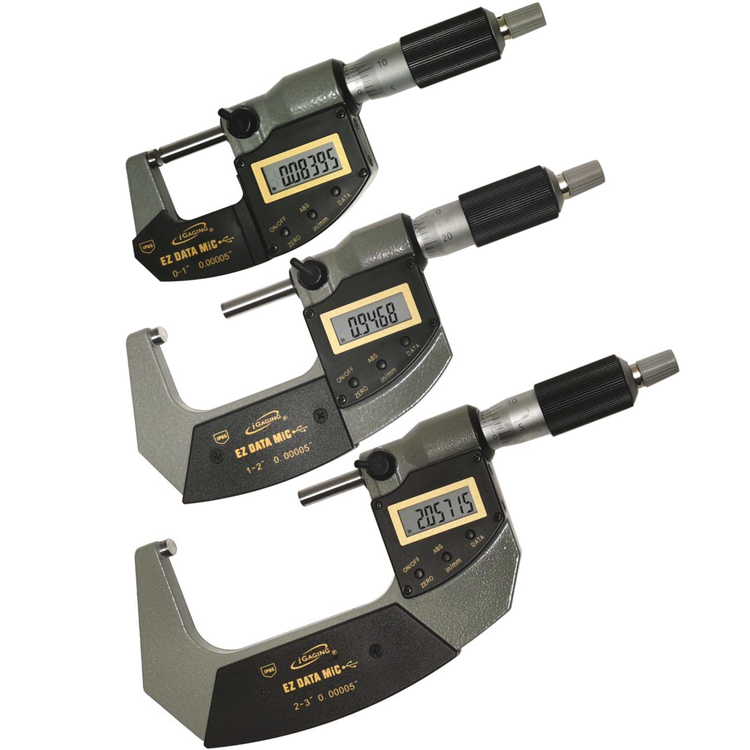iGaging 0-3" iP65 EZ Data Twin-Force Digital Micrometer Set - 35-065-U33